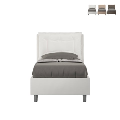 Einzelbett 80x190 mit Bettkasten und gepolstertem Kopfteil Annalisa S Aktion