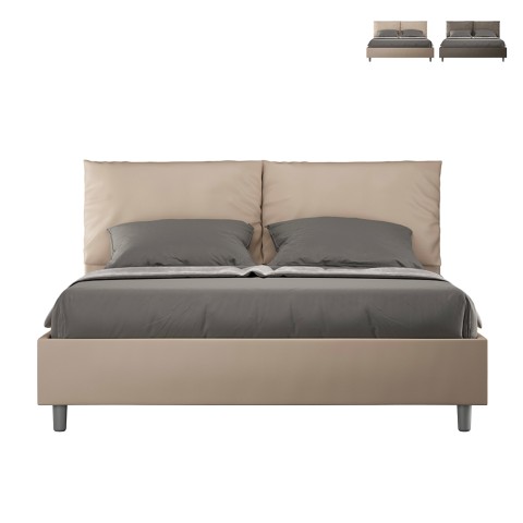 Doppelbett mit Bettkasten 160x200 cm, gepolsterte Kissen, Antea M1 Aktion