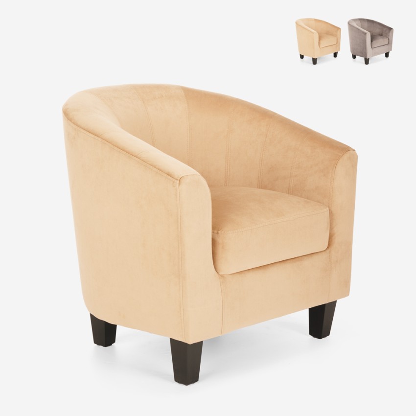 Wannensessel Samt Modernes Design Wohnzimmer Büro Seashell Lux