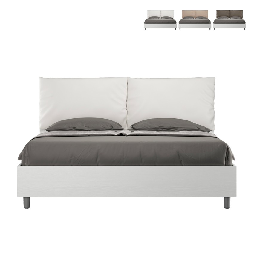 Holzbett mit Bettkasten 160x190 cm Doppelbett Kissen Egos Antea Maße Holzbett mit Bettkasten 160x190 cm Doppelbett Kissen Egos Antea Maße