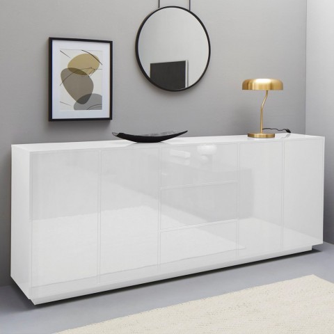 Moderne weiße Küchen- und Wohnzimmerkommode 220 cm Buffet Lonja Aktion