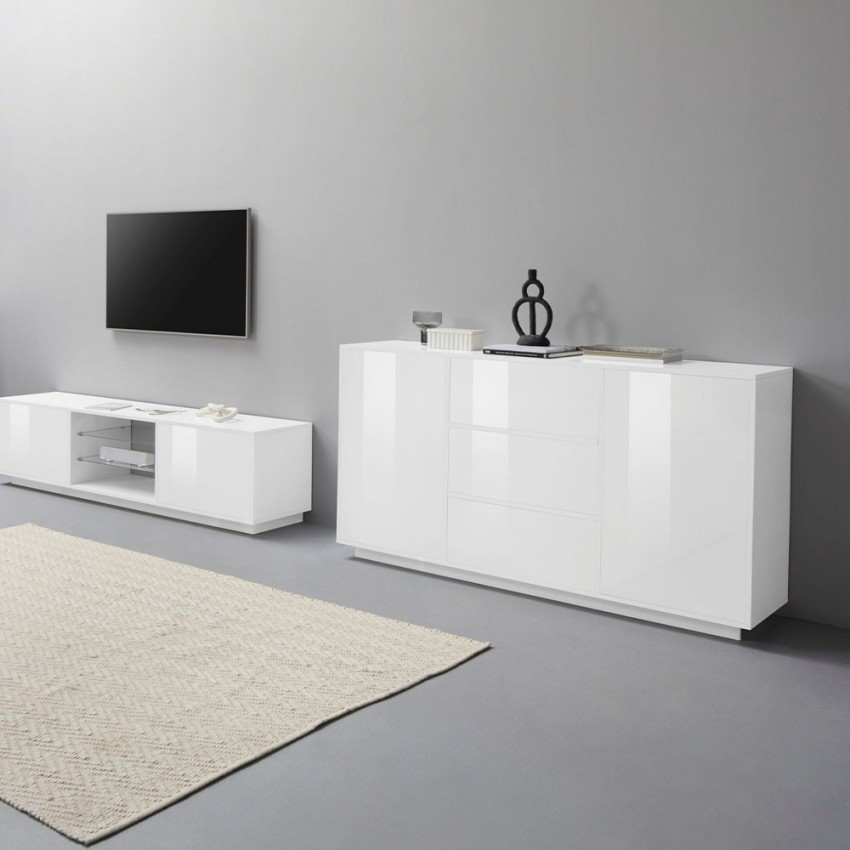 Anrichte Wohnzimmer Küche 180cm Modernes Design Weiß Ceila