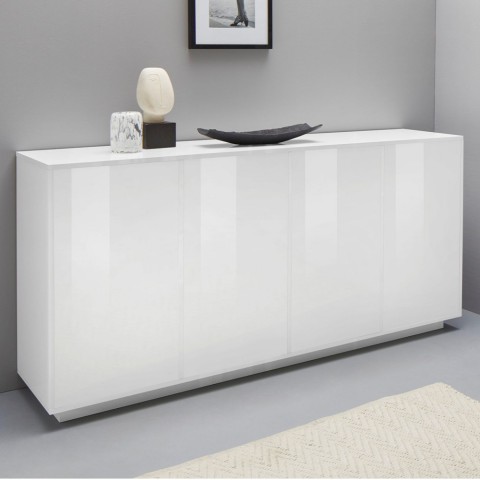 Ceila Moderne Kommode, Weiß, 180cm, für Wohnzimmer oder Küche Aktion