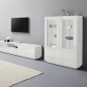 Hohes Sideboard mit Vitrine 100cm Wohnzimmer modernes Design Weiß Syfe