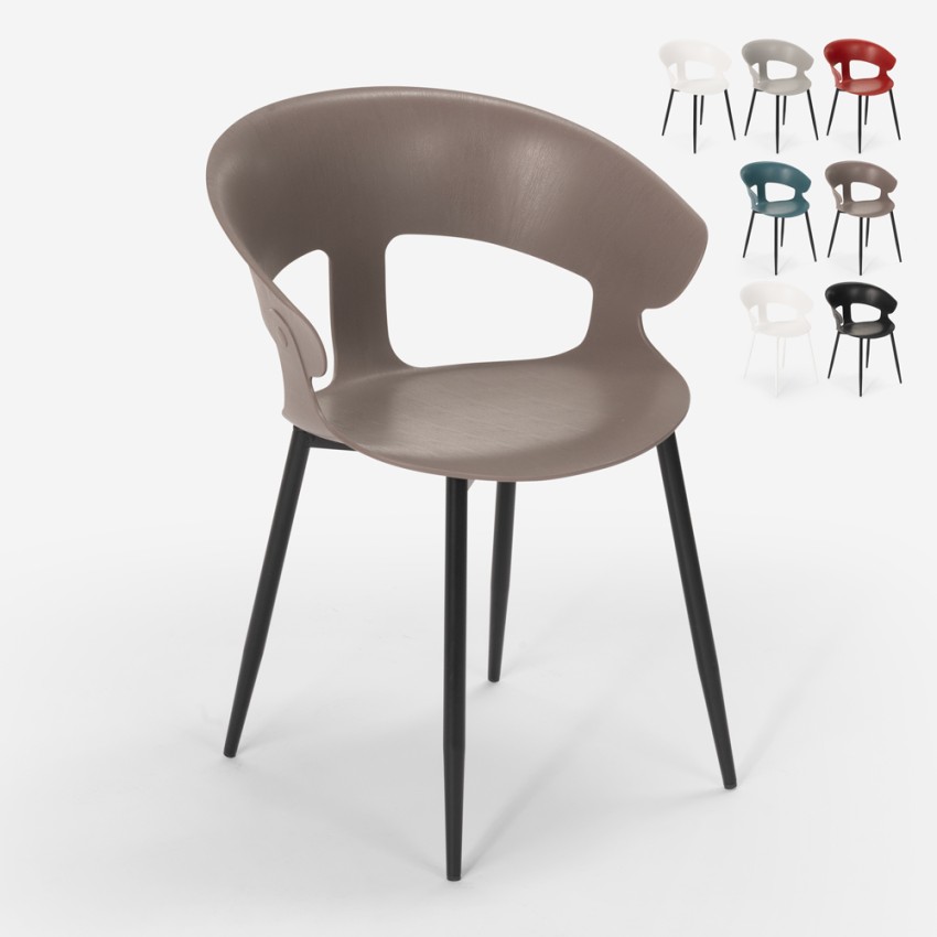 Moderner Designstuhl aus Metall Polypropylen Küche Bar Restaurant Evelyn