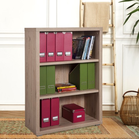 Bücherregal Klein Echtholz 3 Ebenen Modern Design für Büro Arbeitszimmer Simple