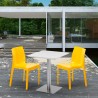 Tisch Quadratisch Weiß Tischplatte 60x60 mit 2 Bunten Stühlen Ice Hazelnut Eigenschaften
