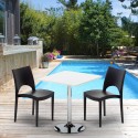 Weiß Quadratisch Tisch und 2 Stühle Farbiges Polypropylen-Innenmastenset Grand Soleil Paris Cocktail Auswahl