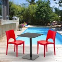 Schwarz Tisch Quadratisch 60x60 cm mit 2 Bunten Stühlen Paris Licorice Auswahl