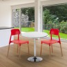 Weiß Rund Tisch und 2 Stühle Farbiges Polypropylen-Innenmastenset Barcellona Long Island Katalog