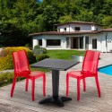 Schwarz Quadratisch Tisch und 2 Stühle Farbiges Polypropylen-Innenmastenset Grand Soleil Cristal Light Balcony Sales