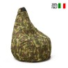 Pouf Birnesessel für Innen- und Außeneinrichtung Wasserdicht Tarnfarbe Made In Italy Summer Camouflage