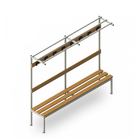 Umkleidebank mit Haken 200x39x184cm Upper L Aktion