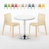 Weiß Rund Tisch und 2 Stühle Farbiges Polypropylen-Innenmastenset Grand Soleil Gruvyer Long Island