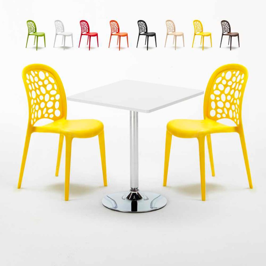 Weiß Quadratisch Tisch und 2 Stühle Farbiges Polypropylen-Innenmastenset Wedding Cocktail Rabatte Weiß Quadratisch Tisch und 2 Stühle Farbiges Polypropylen-Innenmastenset Wedding Cocktail Rabatte