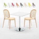 Weiß Quadratisch Tisch und 2 Stühle Farbiges Polypropylen-Innenmastenset Wedding Cocktail Angebot