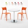 Weiß Rund Tisch und 2 Stühle Farbiges Polypropylen-Innenmastenset Parisienne Long Island Verkauf