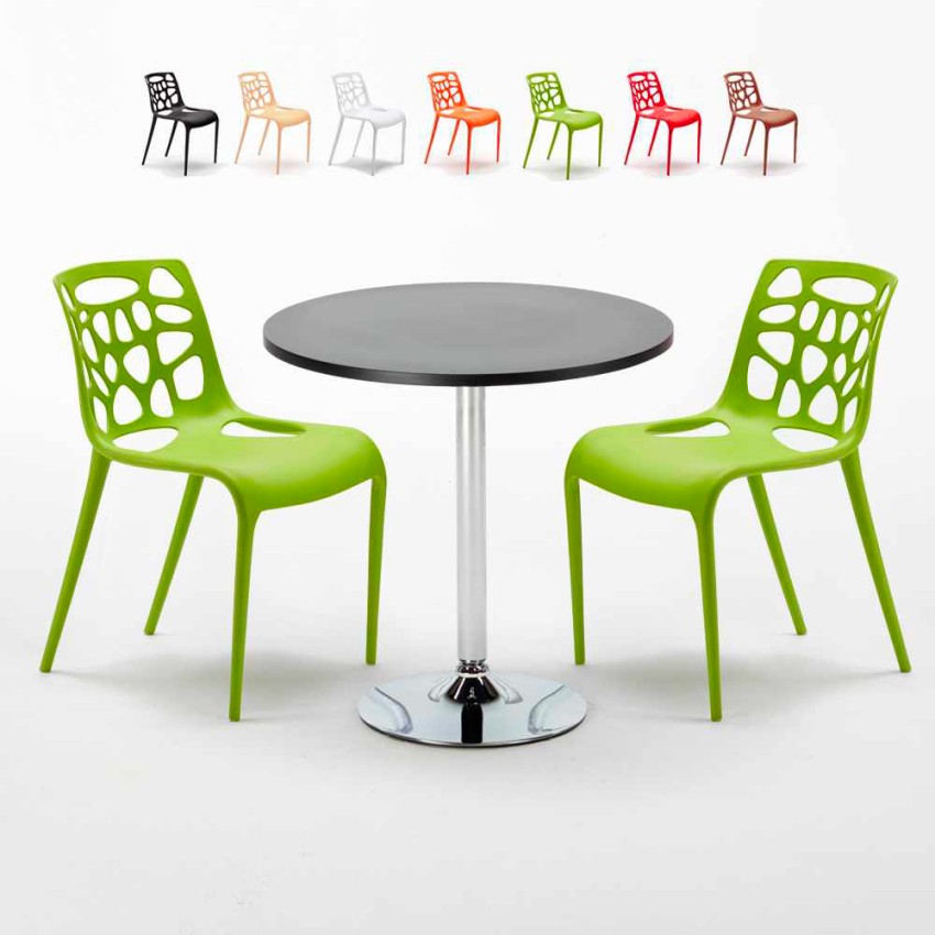 Schwarz Rund Tisch und 2 Stühle Farbiges Polypropylen-Innenmastenset Gelateria Cosmopolitan Lagerbestand Schwarz Rund Tisch und 2 Stühle Farbiges Polypropylen-Innenmastenset Gelateria Cosmopolitan Lagerbestand