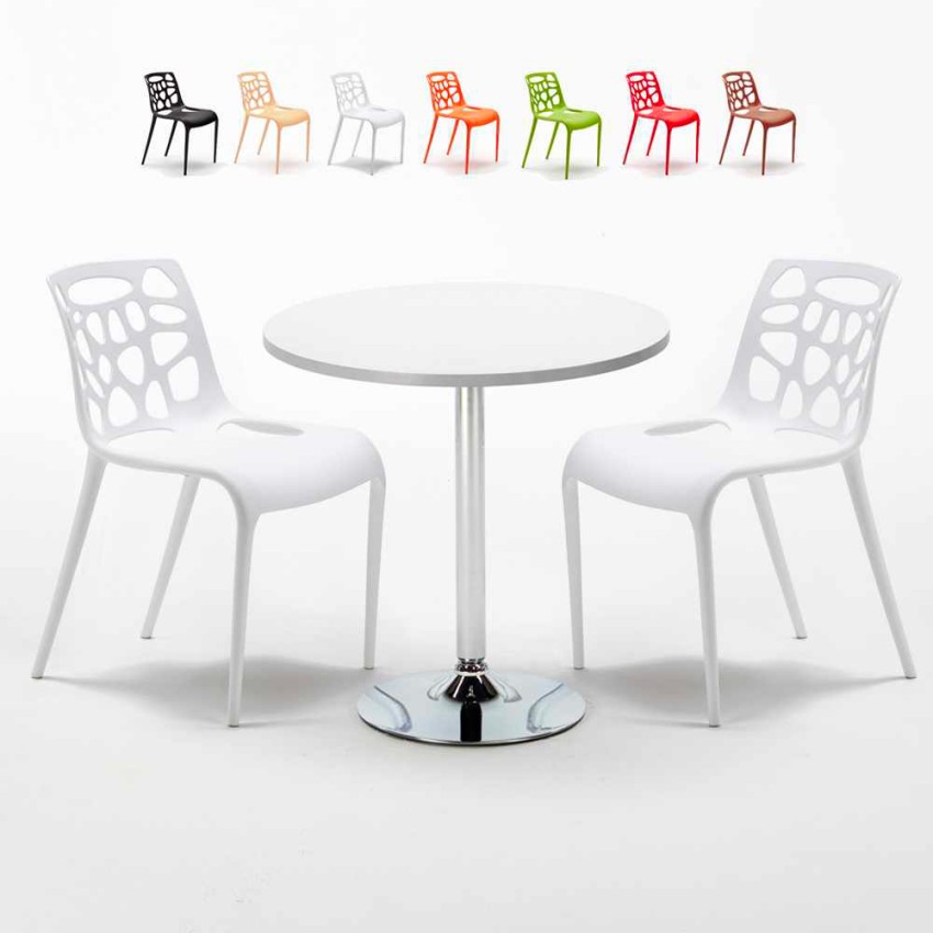 Weiß Rund Tisch und 2 Stühle Farbiges Polypropylen-Innenmastenset Gelateria Long Island Sales Weiß Rund Tisch und 2 Stühle Farbiges Polypropylen-Innenmastenset Gelateria Long Island Sales