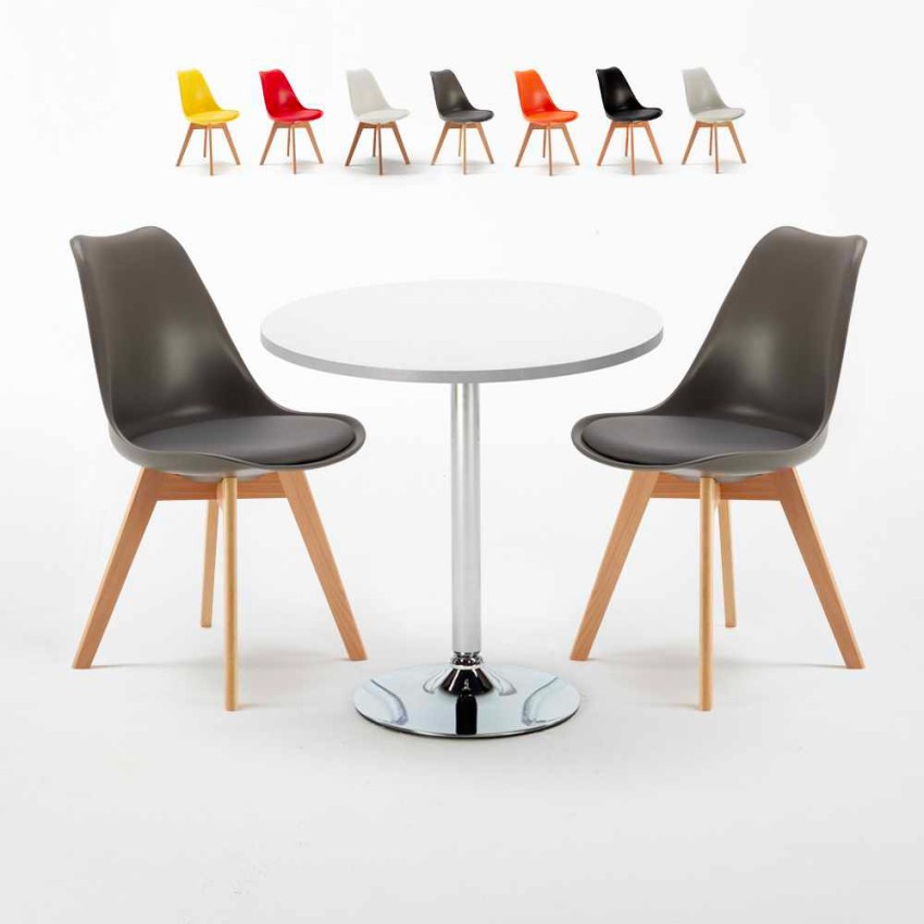 Weiß Rund Tisch und 2 Stühle Farbiges Polypropylen-Innenmastenset Nordica Long Island Rabatte