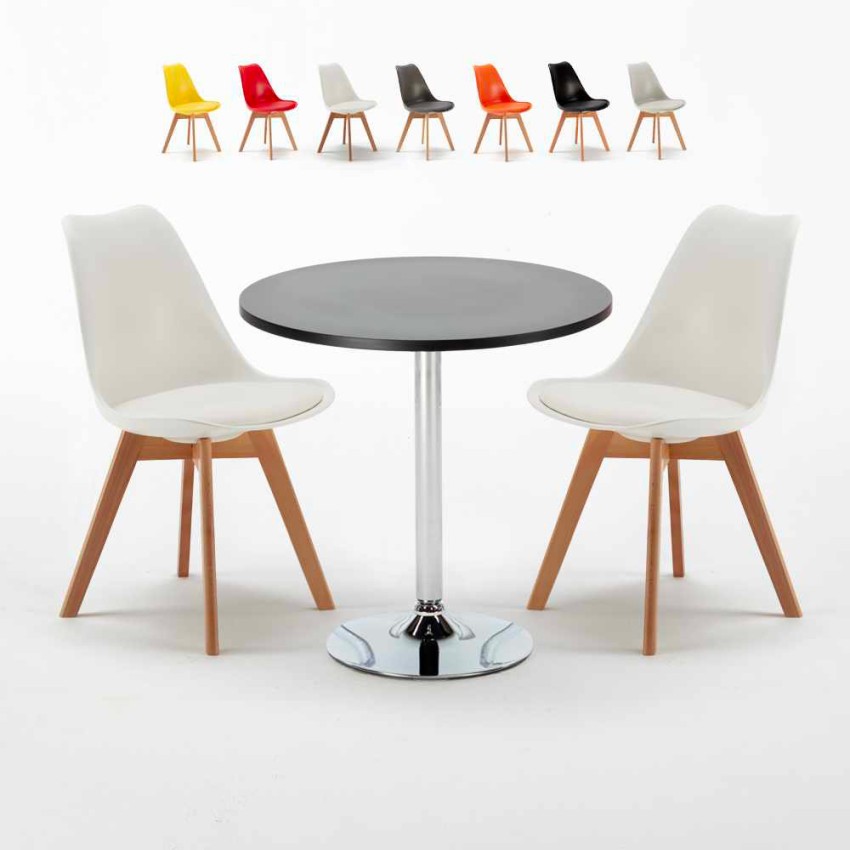 Schwarz Rund Tisch und 2 Stühle Farbiges Polypropylen-Innenmastenset Nordica Cosmopolitan Verkauf Schwarz Rund Tisch und 2 Stühle Farbiges Polypropylen-Innenmastenset Nordica Cosmopolitan Verkauf