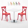 Weiß Quadratisch Tisch und 2 Stühle Farbiges Polypropylen-Innenmastenset Vintage Cocktail Sales