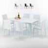 Weiß Rechteckig Tisch und 6 Stühle Farbiges Polypropylen-Außenmastenset Grand Soleil Arm Bistrot Summerlife Verkauf