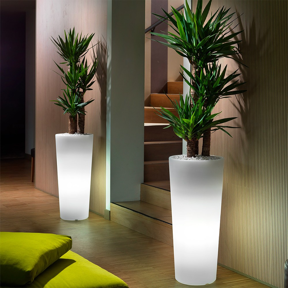 LED RGB Leuchtender Runder Hoher Blumentopf Garten Terrasse Genesis