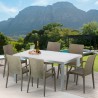 Weiß Rechteckig Tisch und 6 Stühle Farbiges Polypropylen-Außenmastenset Grand Soleil Arm Bistrot Summerlife Katalog