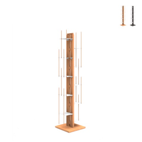 Vertikales Bücherregal h150cm Säule Holz 10 Fächer Zia Veronica MH