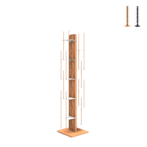 Vertikales Bücherregal aus Holz, 10 Regalböden, h150cm, Zia Veronica MH Aktion