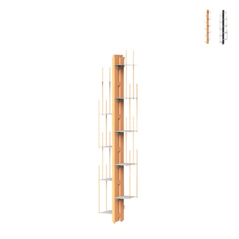 Vertikale Wandregal h150cm aus Holz, 10 Fächer, Zia Veronica WMH Aktion