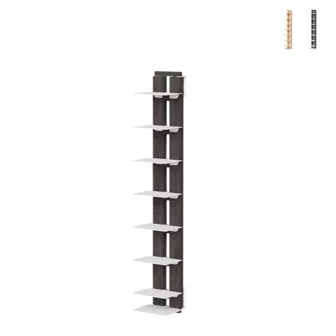 Schwebendes Bücherregal aus Holz h105cm 7 Regalböden vertikal Zia Ortensia SF Aktion