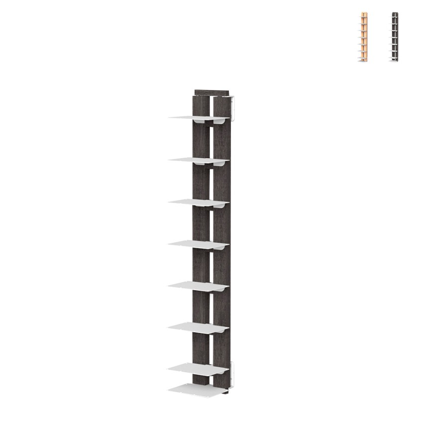 Schwebendes Bücherregal aus Holz h105cm 7 Regalböden vertikal Zia Ortensia SF Aktion Schwebendes Bücherregal aus Holz h105cm 7 Regalböden vertikal Zia Ortensia SF Aktion