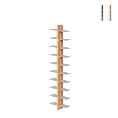 Zweiseitiges Wandregal aus Holz, Höhe 150cm, 20 Ablagen, Zia Bice WMH Aktion