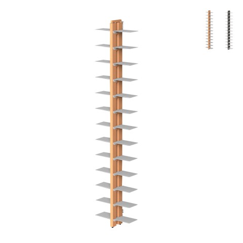 Zweiseitiges Wandregal h195cm aus Holz mit 26 Regalböden Zia Bice WH Aktion