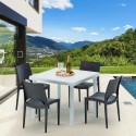 Weiß Quadratisch Tisch und 4 Stühle Farbiges Polypropylen-Außenmastenset Grand Soleil Paris Love Auswahl