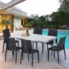 Weiß Rechteckig Tisch und 6 Stühle Farbiges Polypropylen-Außenmastenset Grand Soleil Bistrot Summerlife