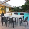 Weiß Rechteckig Tisch und 6 Stühle Farbiges Polypropylen-Außenmastenset Grand Soleil Paris Summerlife