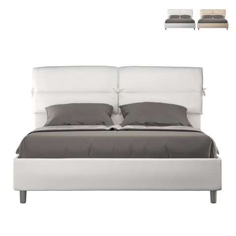Doppelbett 160x190 cm mit Bettkasten, gepolstertes Kopfteil mit Kissen Nandy Aktion