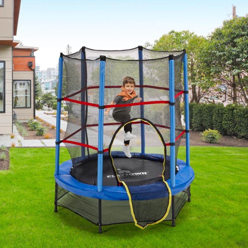 Trampolin Rund Kinder 140cm Sicherheitsnetz Frog