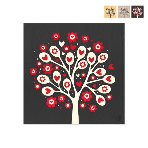 Handeingelegtes Holzbild 75x75cm Baumherzen Tree of Hearts