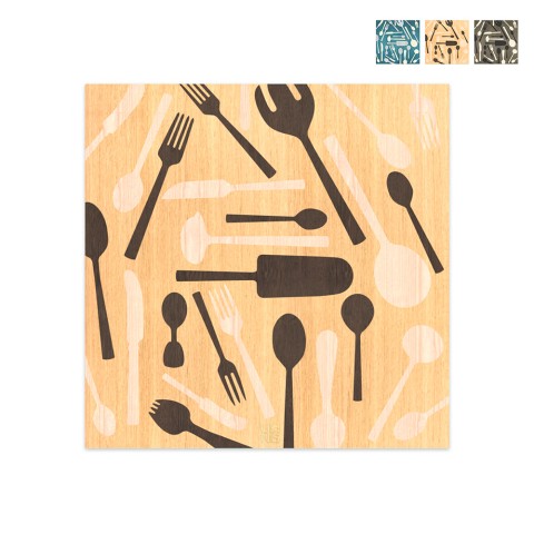 Bild Hand-eingelegter Holzrahmen 75x75cm Küchendekoration Kitchentools