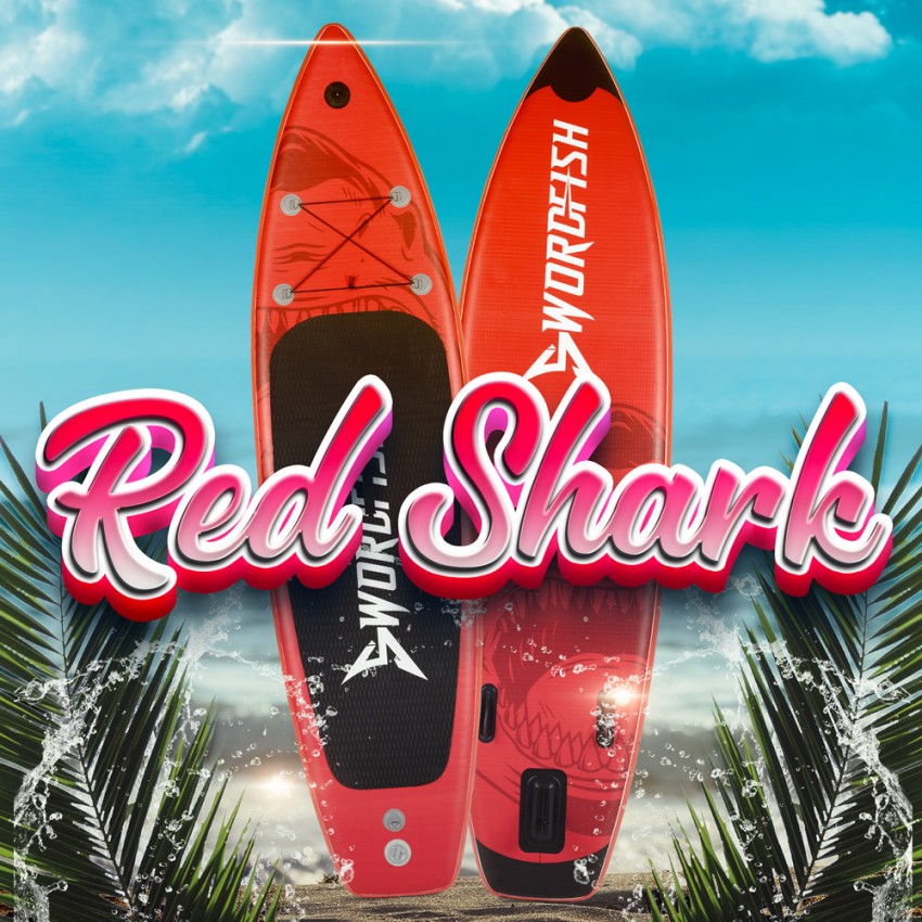 SUP Aufblasbares Board Stand Up Paddle Touring Erwachsene 366cm Red Shark Pro XL