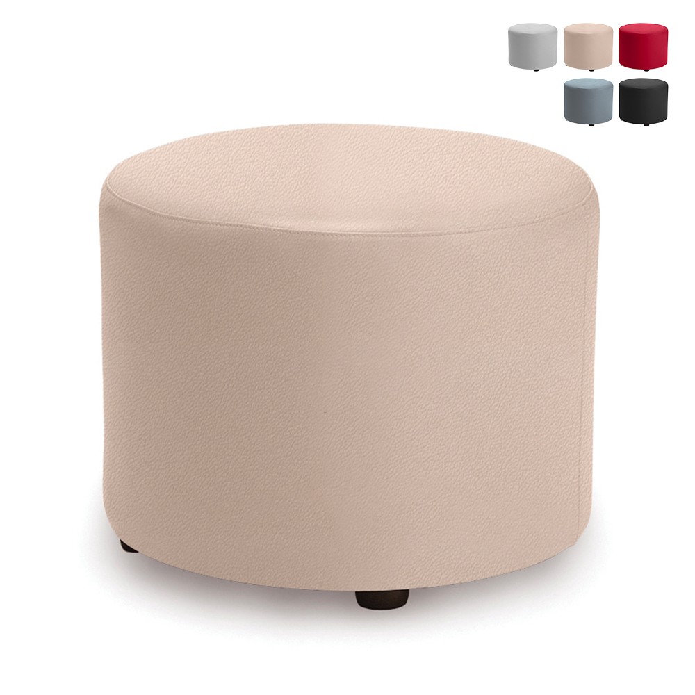 Runder Sitzpouf Ø 50cm Kunstleder für Wohnzimmer oder Wartezimmer