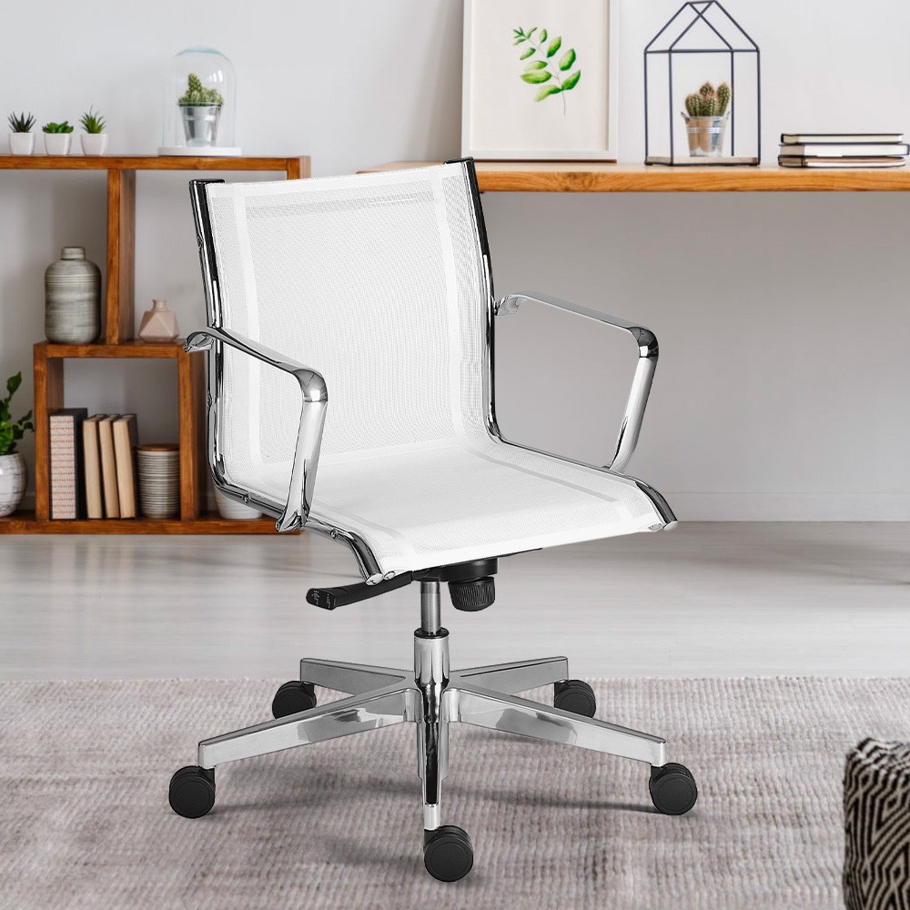 Stylo LWT Atmungsaktiver ergonomischer niedriger Netz-Bürostuhl weiß
