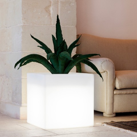 Leuchtende Moderne Quadratische Vase Pflanzen Terrasse Garten Ellenico