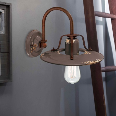 Wandlampe im industriellen Design aus Eisen und Keramik Country AP Aktion