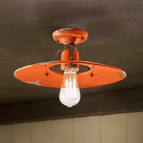 Vintage Design Deckenleuchte aus Eisen und Keramik Country PL Aktion