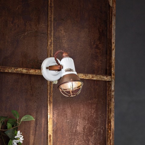 Wandleuchte Eisen und Keramik, industrielles Vintage Design Loft AP Aktion